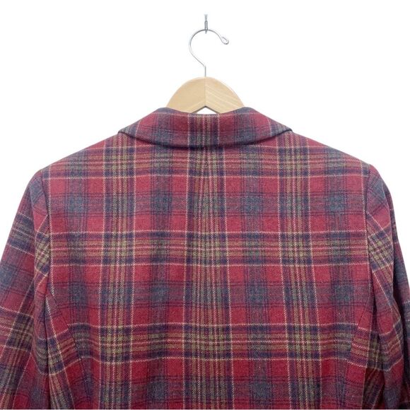 Pendleton Knockabouts Virgin Wool Zip Front Jacket Burgundy Blue Plaid Size 10 - Picture 11 of 16